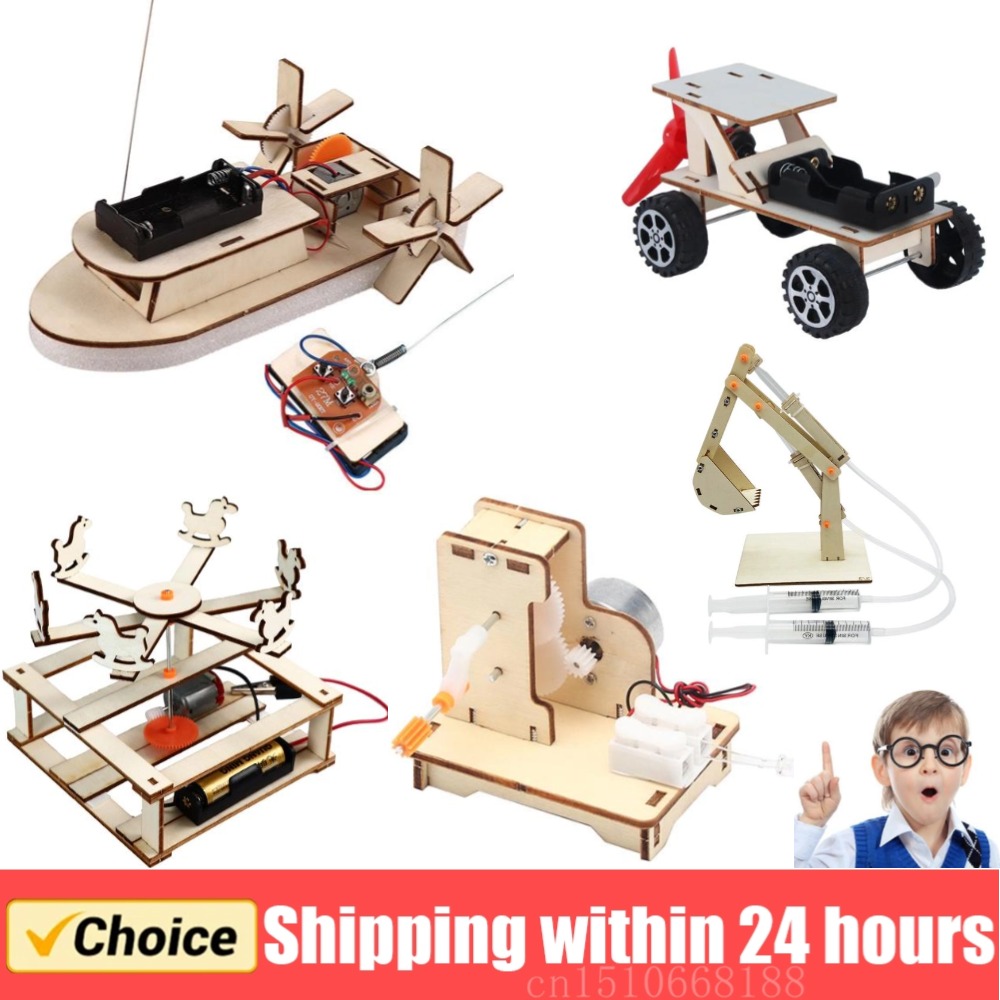 Science Diy Model - เรือของเล่นวิทยาศาสตร์แบบทำมือชุดของเล่นเพื่อการศึกษาระบบไฟฟ้าสำหรับเด็กชุดของเล่นเรือไม้ชุดทดลองทางวิทยาศาสตร์ของเล่นประกอบ3D