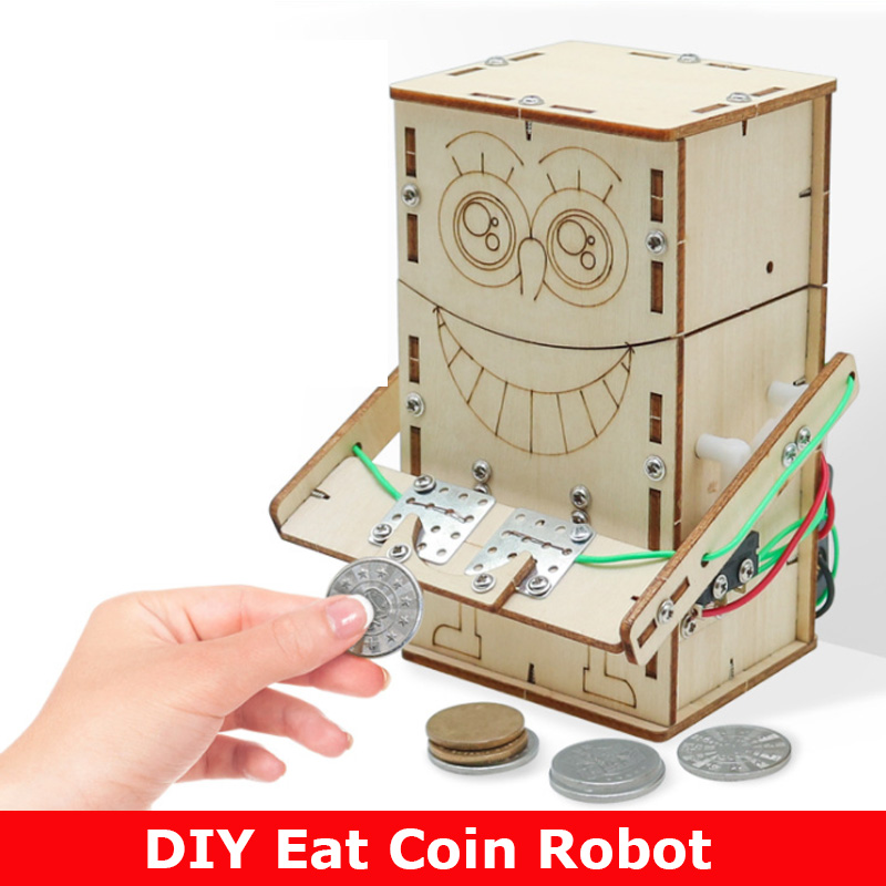 Science Diy Model - ไม้ไฟฟ้าขับเคลื่อนกินเหรียญหุ่นยนต์ DIY รุ่นและอาคารของเล่นวิทยาศาสตร์และการศึกษาของเล่นสําหรับของขวัญเด็...