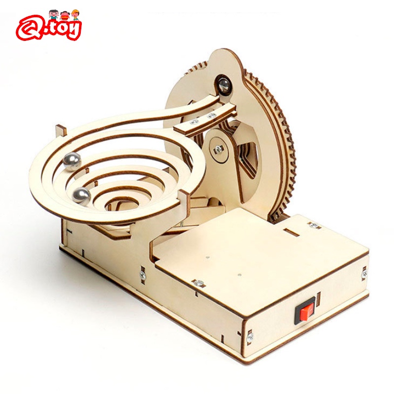 Science Diy Model - 3D รถของเล่นพลังงานแสงอาทิตย์วิทยาศาสตร์อบไอน้ำของเล่นโมเดลวิศวกรเครื่องจักรประกอบของเล่นแบบ DIY ลูกบอลวิ่งหินอ่อนทำจากไม้